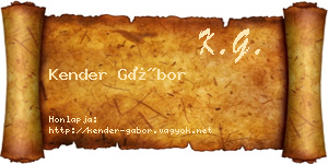 Kender Gábor névjegykártya